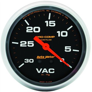 AutoMeter | GAUGE, VACUUM, 2 5/8", 30INHG, LIQUID FILLED MECH, PRO-COMP