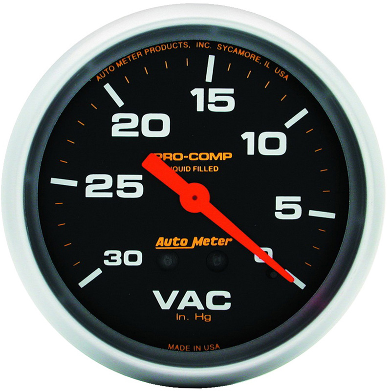 AutoMeter | GAUGE, VACUUM, 2 5/8", 30INHG, LIQUID FILLED MECH, PRO-COMP