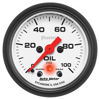 AutoMeter | GAUGE, OIL PRESS, 2 1/16", 100PSI, DIGITAL STEPPER MOTOR W/PK & WRN, PHANTOM