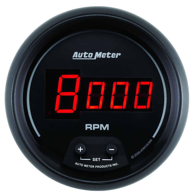 AutoMeter | GAUGE, TACH, 3 3/8", 10K RPM, IN-DASH, DIGITAL, BLACK DIAL W/ RED LED
