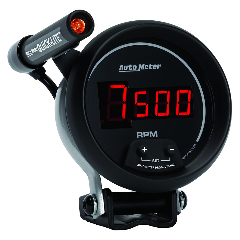 AutoMeter | GAUGE, TACH, 3 3/4", 10K RPM, PEDESTAL W/ QUICK-LITE,  DIGITAL, BLK W/ RED LED
