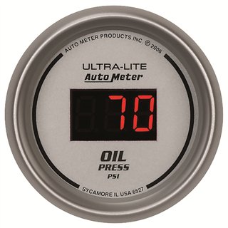 AutoMeter | GAUGE, OIL PRESSURE, 2 1/16", 100PSI, DIGITAL, SILVER DIAL W/ RED LED