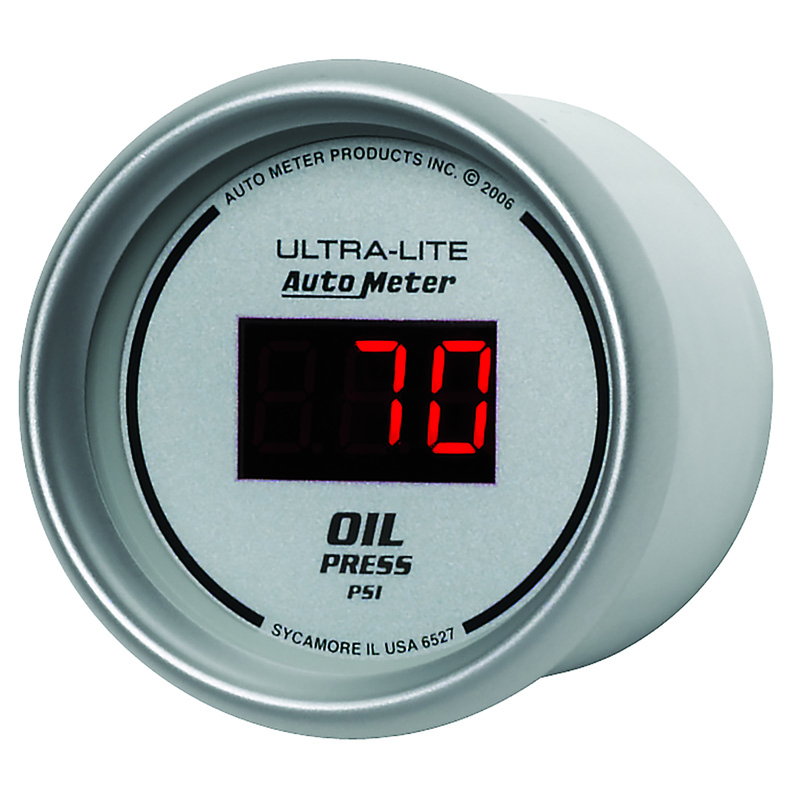 AutoMeter | GAUGE, OIL PRESSURE, 2 1/16", 100PSI, DIGITAL, SILVER DIAL W/ RED LED