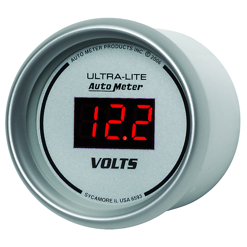 AutoMeter | GAUGE, VOLTMETER, 2 1/16", 18V, DIGITAL, SILVER DIAL W/ RED LED