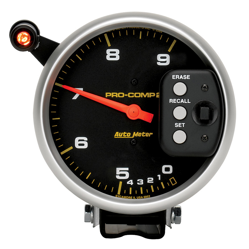 AutoMeter | GAUGE, TACH, 5", 9K RPM, PEDESTAL DUAL RANGE W/ QUICK LITE & PEAK MEM, PRO-COMP
