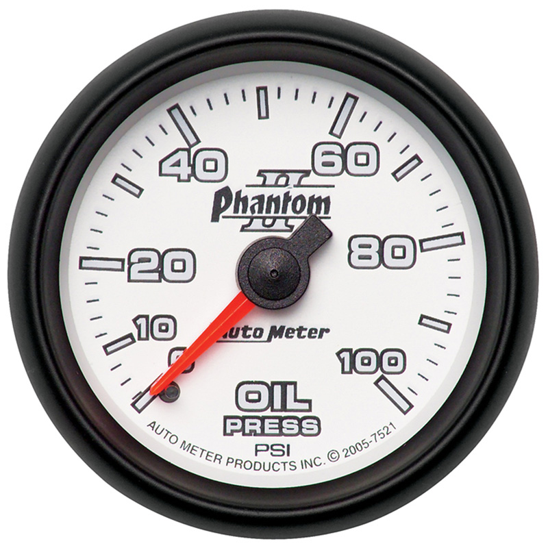 AutoMeter | GAUGE, OIL PRESSURE, 2 1/16", 100PSI, MECHANICAL, PHANTOM II