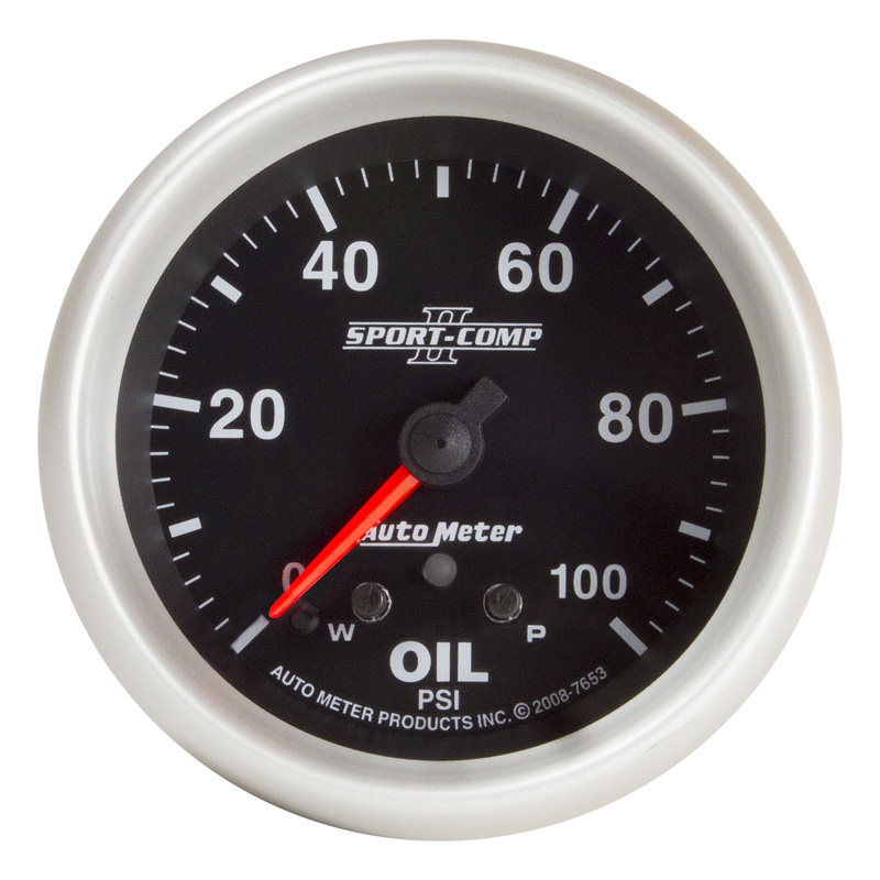 AutoMeter | GAUGE, OIL PRESS, 2 5/8", 100PSI, STEPPER MOTOR W/ PEAK & WARN, SPORT-COMP II