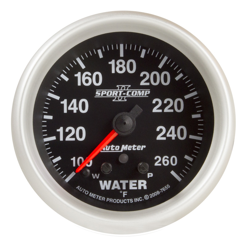 AutoMeter | GAUGE, WATER TEMP, 2 5/8", 260?F, STEPPER MOTOR W/ PEAK & WARN, SPORT-COMP II