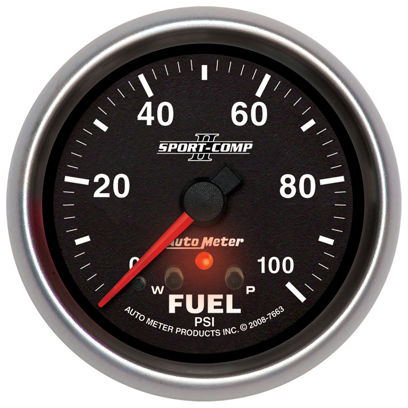 AutoMeter | GAUGE, FUEL PRESS, 2 5/8", 100PSI, STEPPER MOTOR W/ PEAK & WARN, SPORT-COMP II