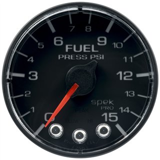 AutoMeter | GAUGE, FUEL PRESS, 2 1/16", 15PSI, STEPPER MOTOR W/PEAK & WARN, BLK/BLK, SPEK