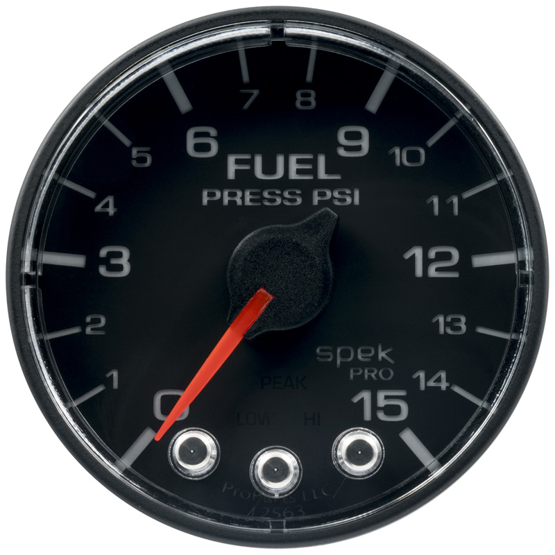 AutoMeter | GAUGE, FUEL PRESS, 2 1/16", 15PSI, STEPPER MOTOR W/PEAK & WARN, BLK/BLK, SPEK