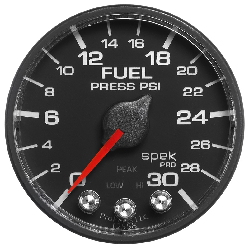 AutoMeter | GAUGE, FUEL PRESS, 2 1/16", 30PSI, STEPPER MOTOR W/PEAK & WARN, BLK/BLK, SPEK