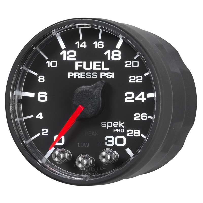 AutoMeter | GAUGE, FUEL PRESS, 2 1/16", 30PSI, STEPPER MOTOR W/PEAK & WARN, BLK/BLK, SPEK