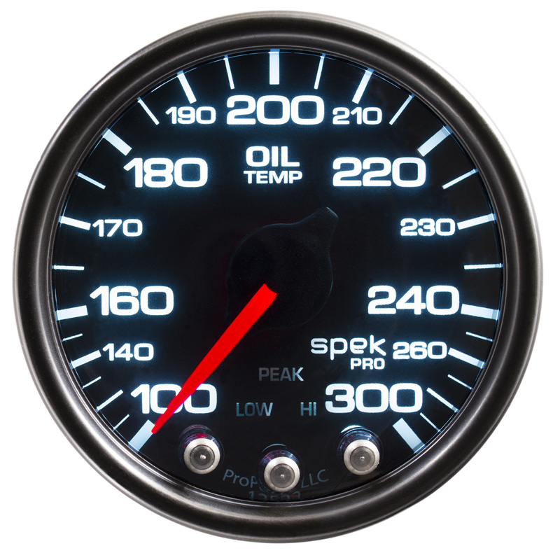 AutoMeter | GAUGE, OIL TEMP, 2 1/16", 300?F, STEPPER MOTOR W/PEAK & WARN, BLK/SMKE/BLK, SPEK