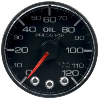 AutoMeter | GAUGE, OIL PRESS, 2 1/16", 120PSI, STEPPER MOTOR W/PEAK & WARN, BLK/BLK, SPEK