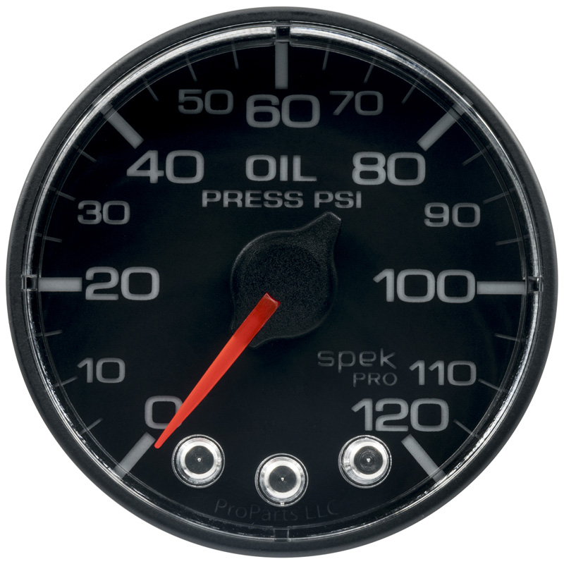 AutoMeter | GAUGE, OIL PRESS, 2 1/16", 120PSI, STEPPER MOTOR W/PEAK & WARN, BLK/BLK, SPEK