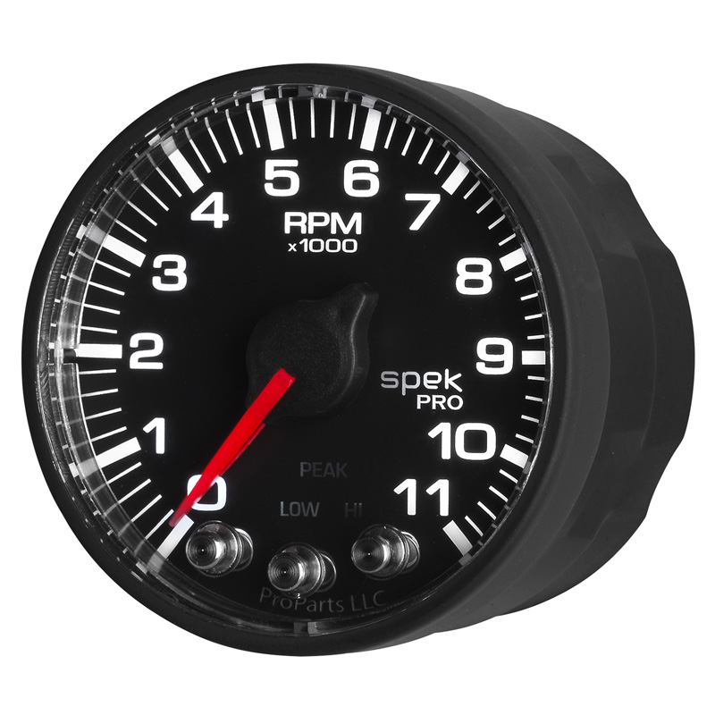 AutoMeter | GAUGE, TACH, 2 1/16", 11K RPM, W/ SHIFT LIGHT & PEAK MEM, BLK/BLK, SPEK-PRO