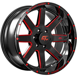GT OFFROAD | INVASION 20x9 ET12 - Gloss Black Milled Red