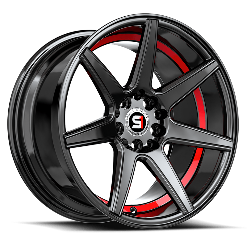 SPEC-1 RACING | SP-73 18x8 ET38 - Gloss Black / Red Under Cut