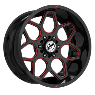 XF OFFROAD | XF-233 20x10 ET-12 - Gloss Black Milled Red