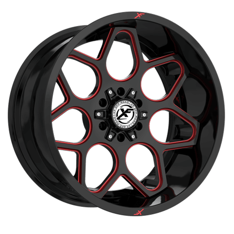 XF OFFROAD | XF-233 20x10 ET-12 - Gloss Black Milled Red