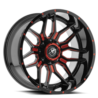 XF OFFROAD | XF-222 20x10 ET-12 - Gloss Black Red Milled