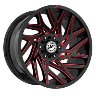 XF OFFROAD | XF-229 20x10 ET-12 - Gloss Black Milled Red