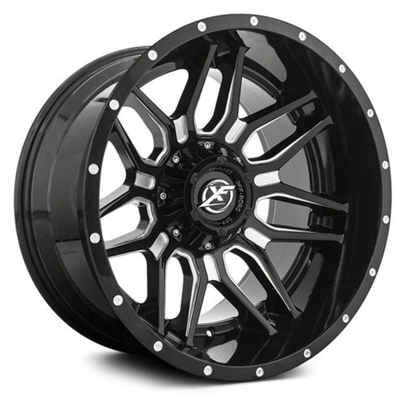 XF OFFROAD | XF-222 22x12 ET-44 - Gloss Black Milled