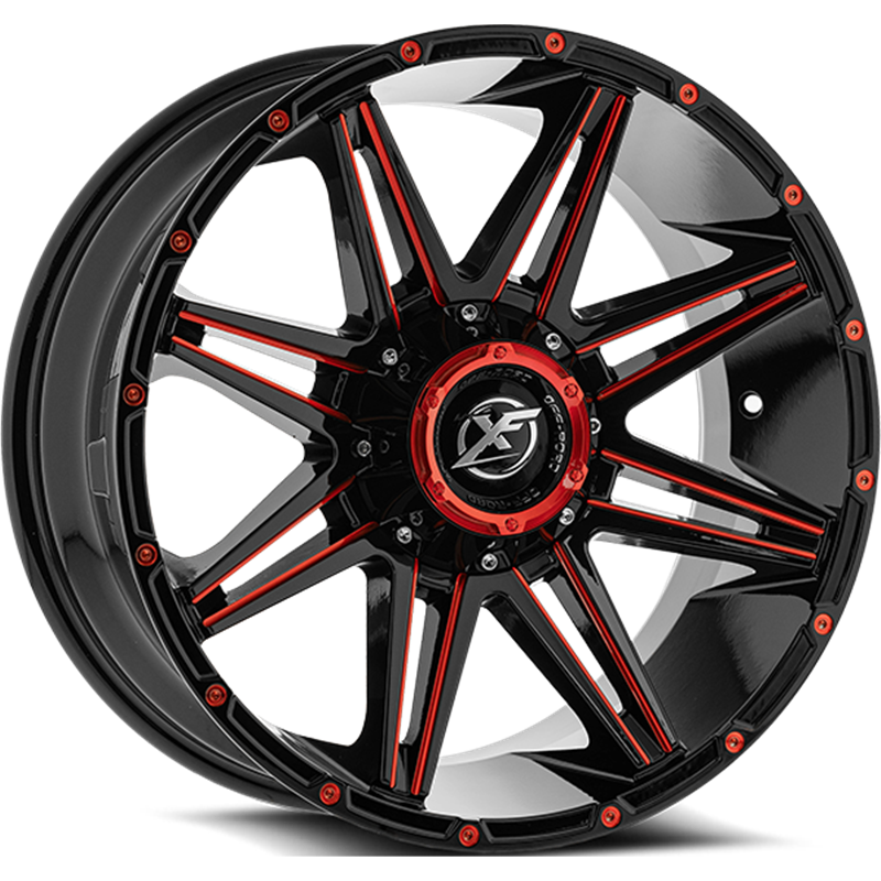 XF OFFROAD | XF-220 22x10 ET-18 - Gloss Black Milled Red