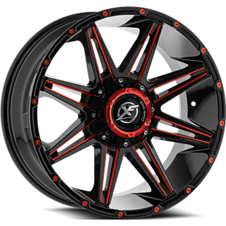 XF OFFROAD | XF-220 22x10 ET-24 - Gloss Black Milled Red