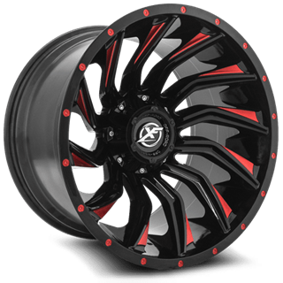 XF OFFROAD | XF-224 20x9 ET12 - Gloss Black Milled Red