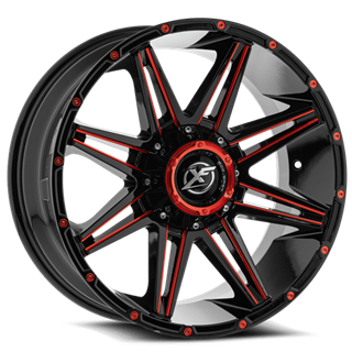 XF OFFROAD | XF-220 22x12 ET-44 - Gloss Black Milled Red