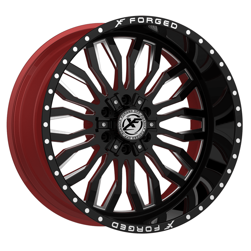 XF OFFROAD | XFX-305 24x14 ET-76 - Gloss Black Milled W/Red Inner