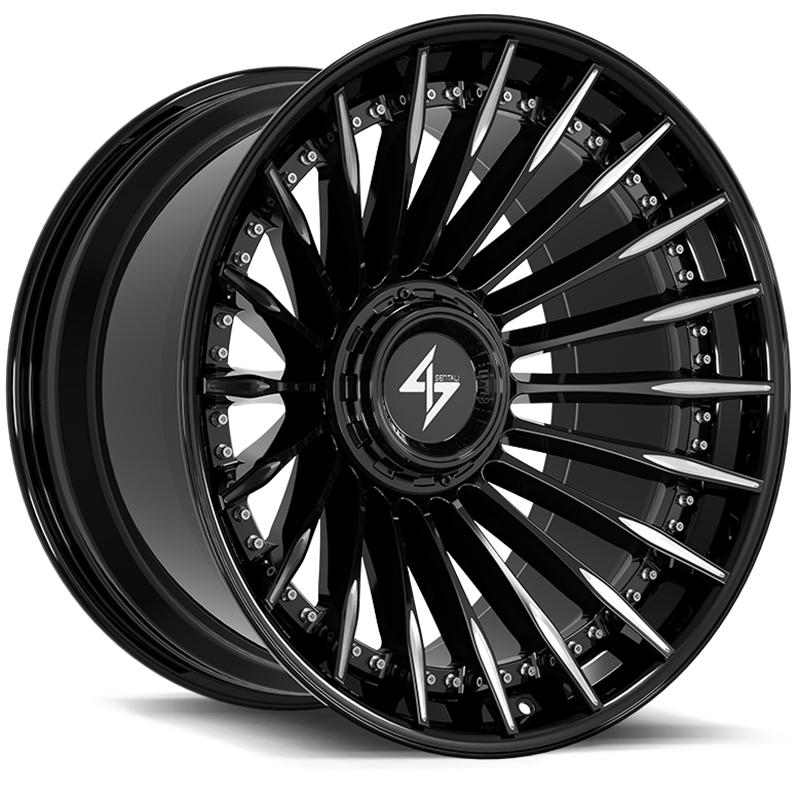 SENTALI BARREL FORGED XTREME | BFX1 22x12 ET-44 - Gloss Black Lip / Gloss Black Milled Centre