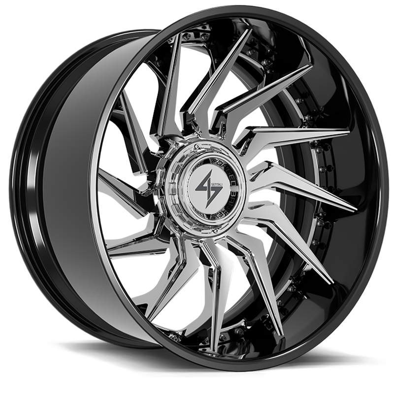 SENTALI BARREL FORGED XTREME | BFX4 24x12 ET-44 - Gloss Black Lip / Chrome Centre