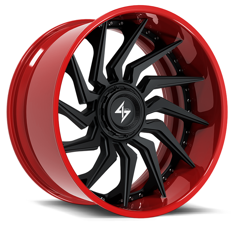 SENTALI BARREL FORGED XTREME | BFX4 22x10 ET-24 - Red Lip / Matte Black Centre