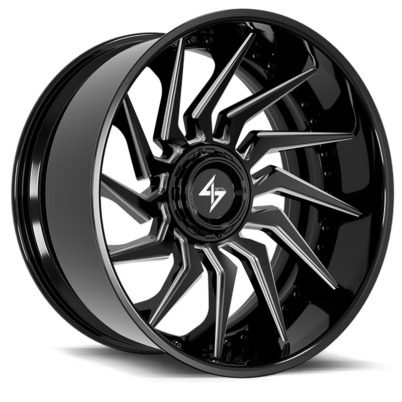 SENTALI BARREL FORGED XTREME | BFX4 24x12 ET-44 - Gloss Black Lip / Gloss Black Milled Centre