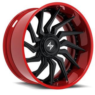 SENTALI BARREL FORGED XTREME | BFX4 24x12 ET-44 - Red Lip / Matte Black Centre