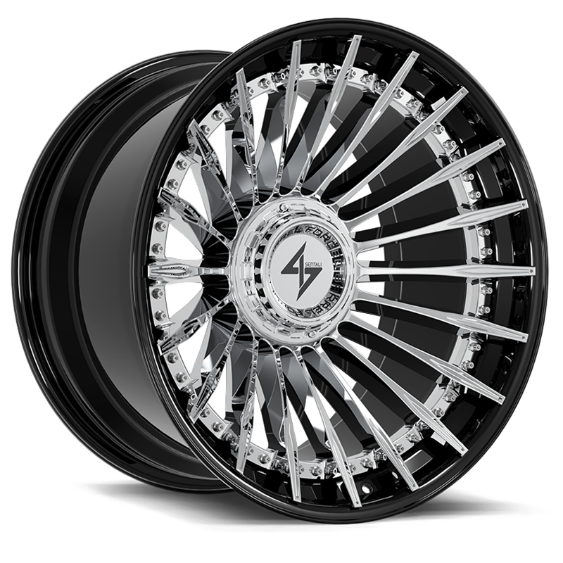 SENTALI BARREL FORGED XTREME | BFX1 22x10 ET-24 - Gloss Black Lip / Chrome Centre