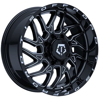 TIS Wheels | 544 24x12.0 ET-44 - Gloss Black - Milled Edge