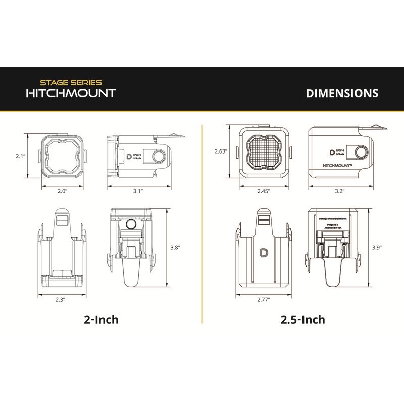 Diode Dynamics | Allows you to mount a C1 LED pod in the trailer hitch receiver. - Maverick 2.0T / 2.5L 2022-2024