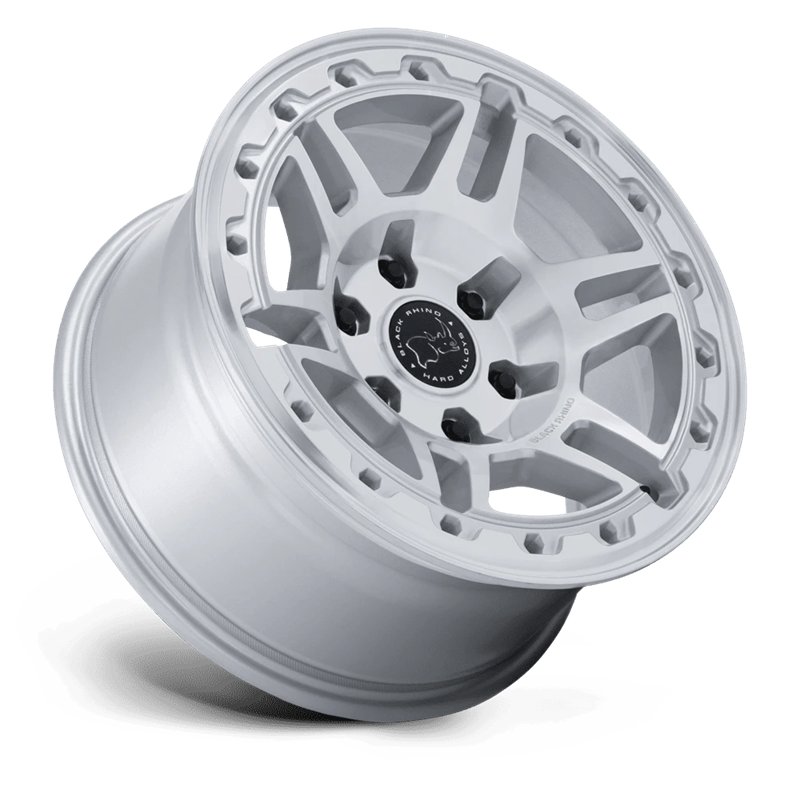 Black Rhino Hard Alloys | BR039 VANGUARD 17x8 ET32 - GLOSS SILVER W/ MACHINED FACE