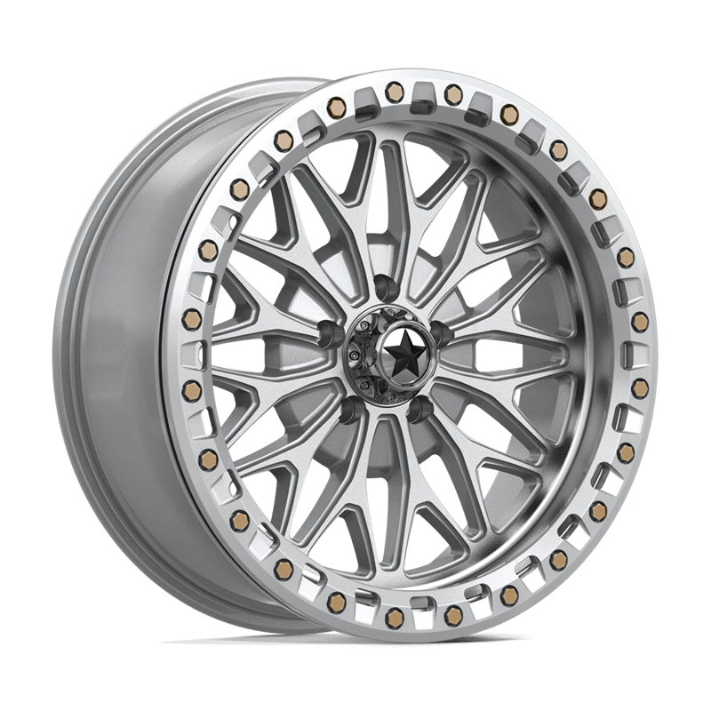 MSA Offroad | MA53 BOLO UTV BEADLOCK 18x7 ET10 - GLOSS SILVER W/ MACHINED FACE