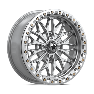 MSA Offroad | MA53 BOLO UTV BEADLOCK 18x7 ET10 - GLOSS SILVER W/ MACHINED FACE