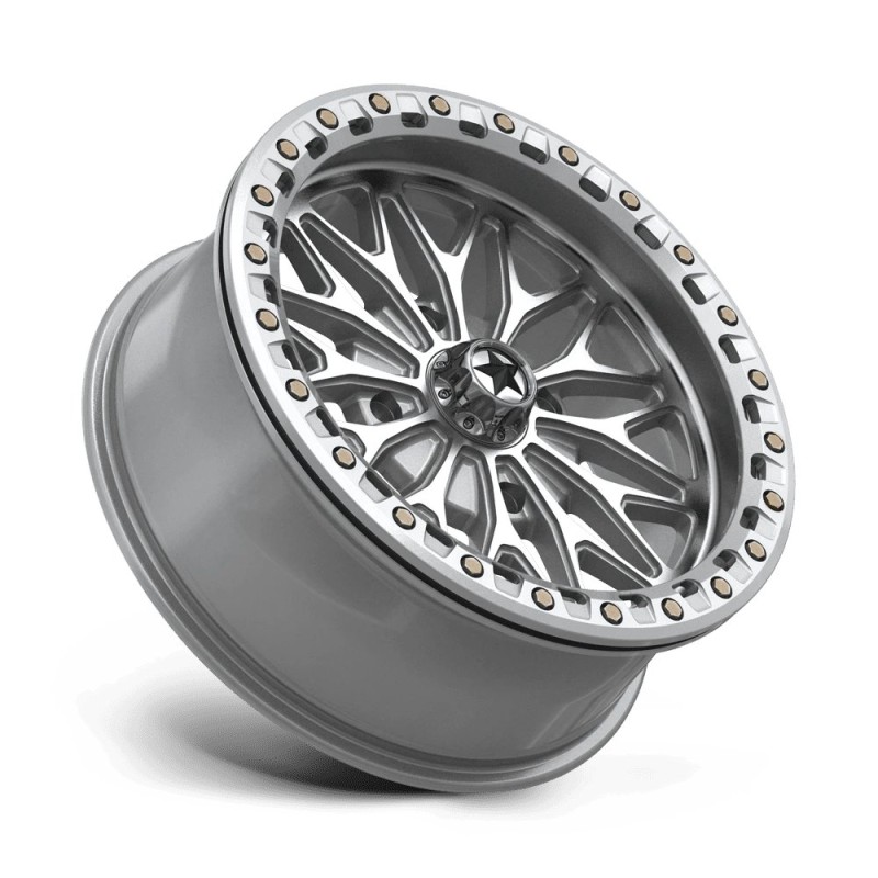 MSA Offroad | MA53 BOLO UTV BEADLOCK 18x7 ET10 - GLOSS SILVER W/ MACHINED FACE