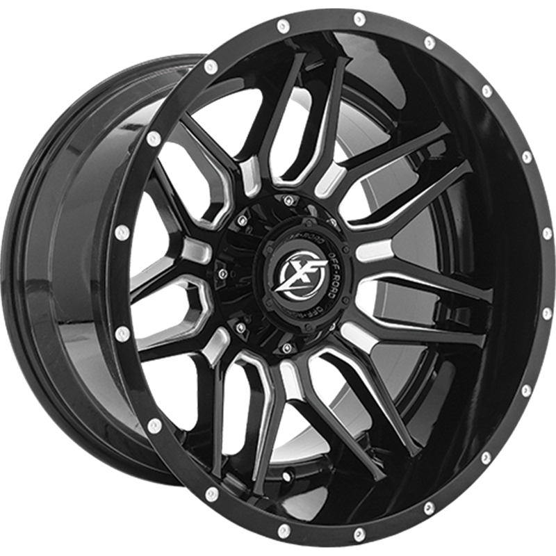 XF OFFROAD | XF-222 22x12 ET-44 - Gloss Black Milled