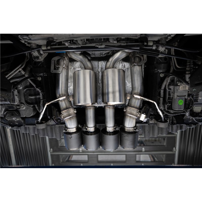 MBRP | 3in Axle-Back, Quad Rear Exit, Active, T304 with CF Tips. - Corvette 6.2L 2014-2019