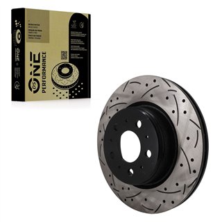 DS-One | Coated Slotted & Drilled Disc Brake Rotor - Front - Tesla 3 2017-2025