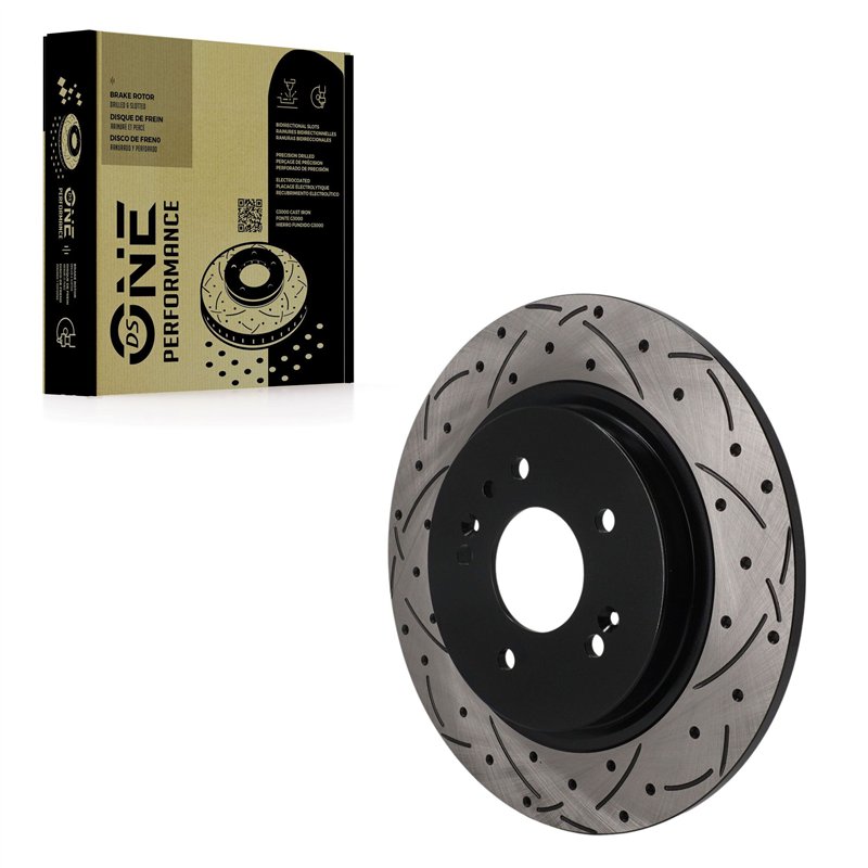 DS-One | Coated Slotted & Drilled Disc Brake Rotor - Rear - Palisade / Santa Fe / Telluride 2019-2024