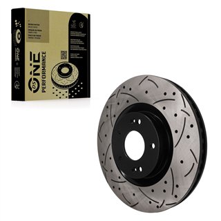 DS-One | Coated Slotted & Drilled Disc Brake Rotor - Front - Santa Cruz / Santa Fe / Sorento 2021-2025
